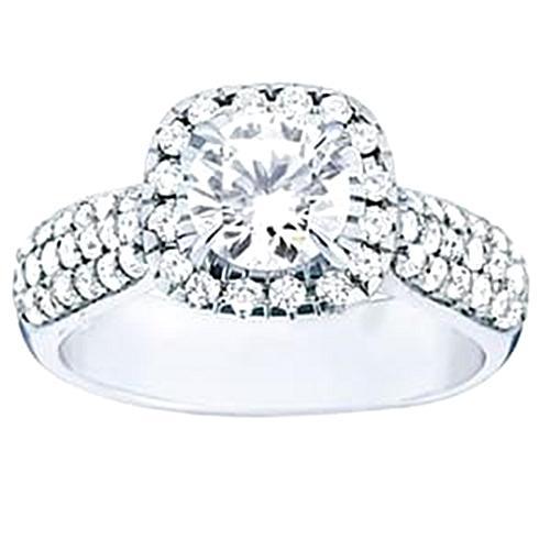 Round Natural Diamond Halo Engagement Ring White Gold 2.25 Carats Jewelry