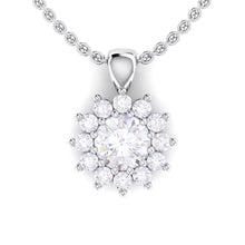 Round Natural Diamond Necklace Pendant 2.10 Carats Prong Set White Gold 14k