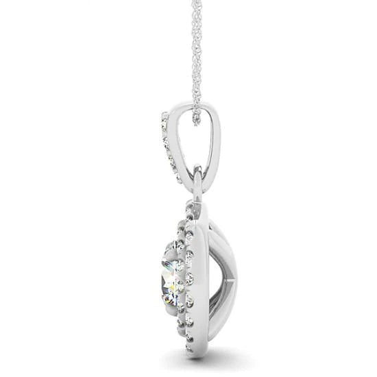 Round Natural Diamond Pendant Necklace 1.85 Carat Without Chain White Gold 14K