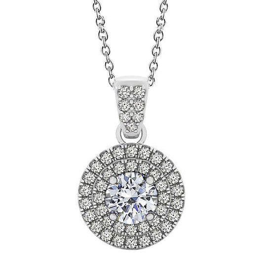 Round Natural Diamond Pendant Necklace 1.85 Carat Without Chain White Gold 14K
