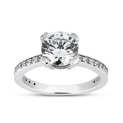 Round Natural Diamond Prong Set Solitaire Engagement Ring 1.45 Carat WG 14K