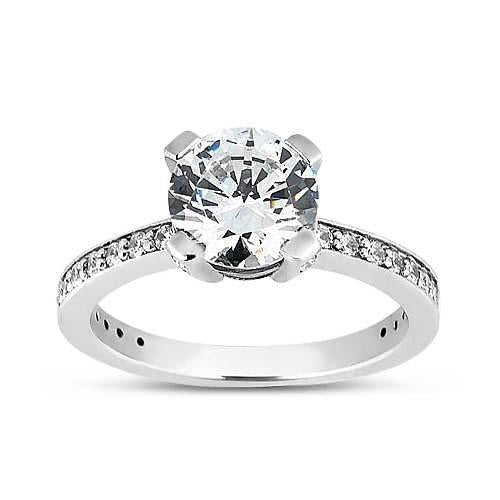 Round Natural Diamond Prong Set Solitaire Engagement Ring 1.45 Carat WG 14K