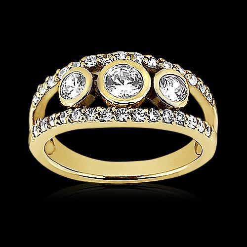 Round Diamond Ring 1.46 Ct Yellow Gold Split Shank Jewelry New