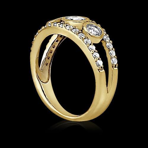Round Natural Earth Mined Diamond Ring 1.46 Ct Yellow Gold Split Shank Jewellery New