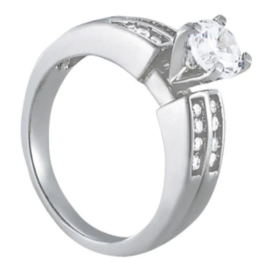 Round Natural Diamond Solitaire Fancy Ring With Accent 1 Carat WG 14K