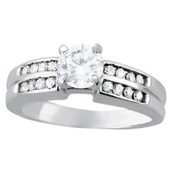Round Natural Diamond Solitaire Fancy Ring With Accent 1 Carat WG 14K