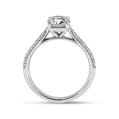 Round Natural Diamond Solitaire With Accents Fancy Ring 2.60 Carat White Gold
