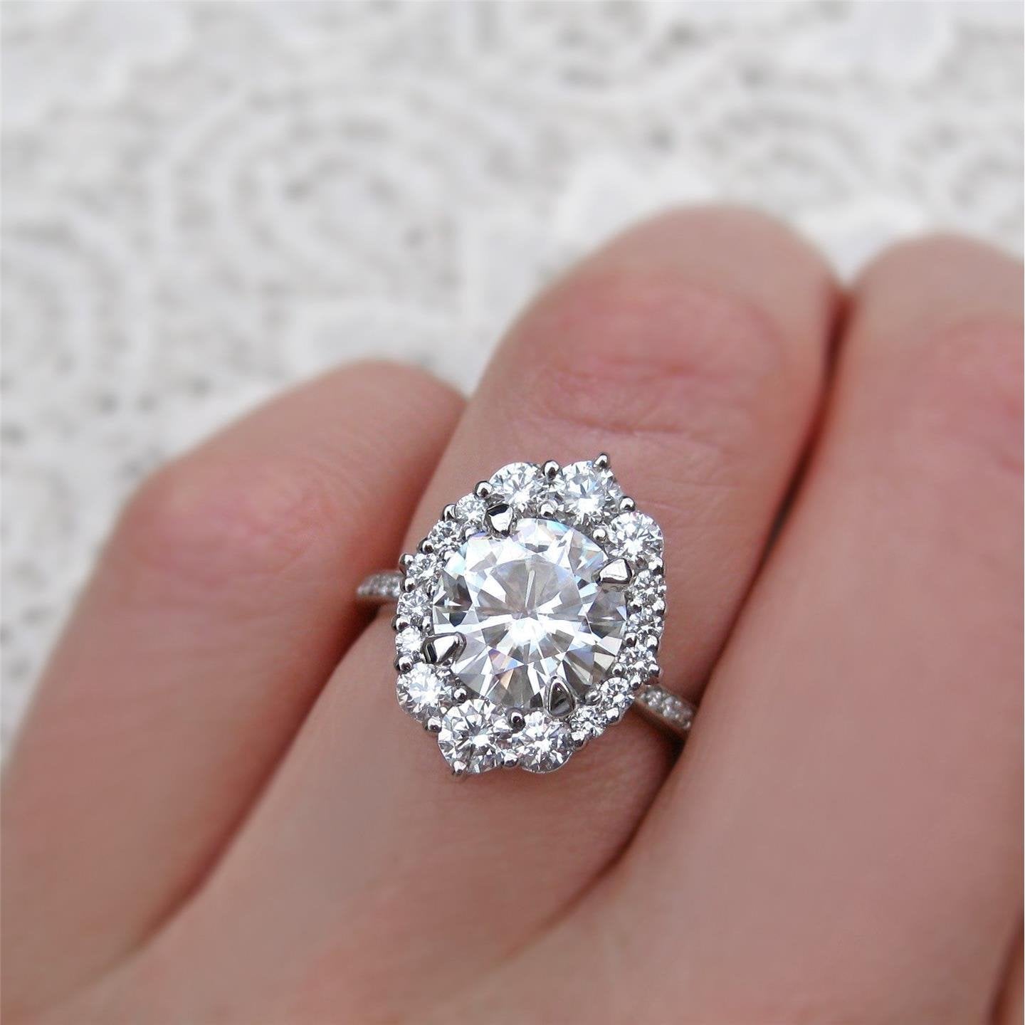 Round Natural Diamond Wedding Anniversary Halo Ring 2.50 Carats White Gold 14K