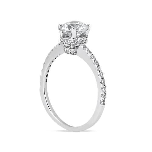 Round Natural Diamond White Gold 14K Engagement Ring With Accents 2.69 Carats