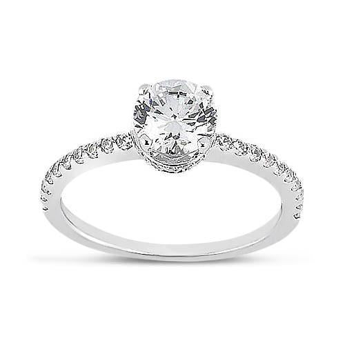 Round Natural Diamond White Gold 14K Engagement Ring With Accents 2.69 Carats