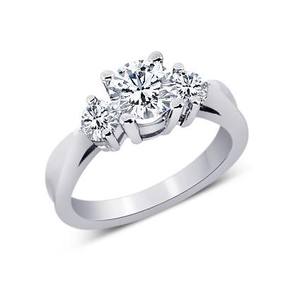 Round Natural Diamonds 1.25 Carat Engagement Anniversary Ring Three Stone
