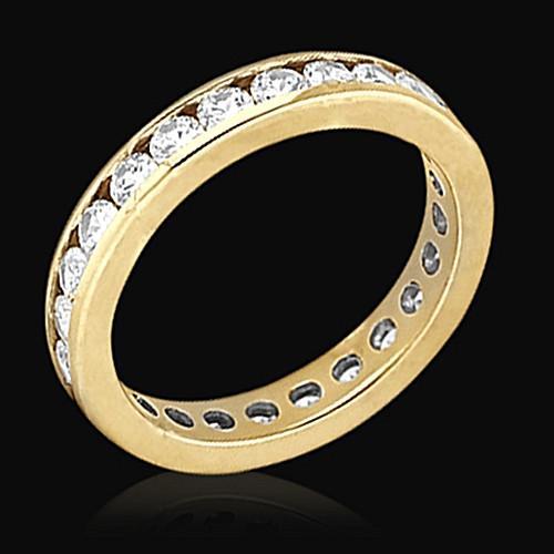 Round Natural Diamonds 1.68 Ct. Yellow Gold Eternity Engagement Band3