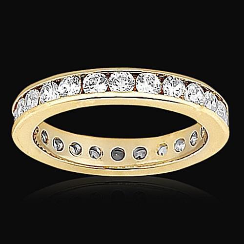Round Natural Diamonds 1.68 Ct. Yellow Gold Eternity Engagement Band