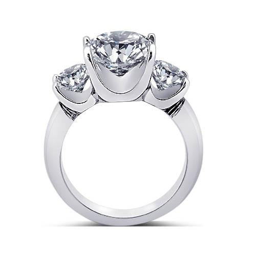 Round Natural Diamonds 3 Stone Anniversary Ring Women Jewelry 3.50 Carats