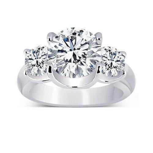 Round Natural Diamonds 3 Stone Anniversary Ring Women Jewelry 3.50 Carats