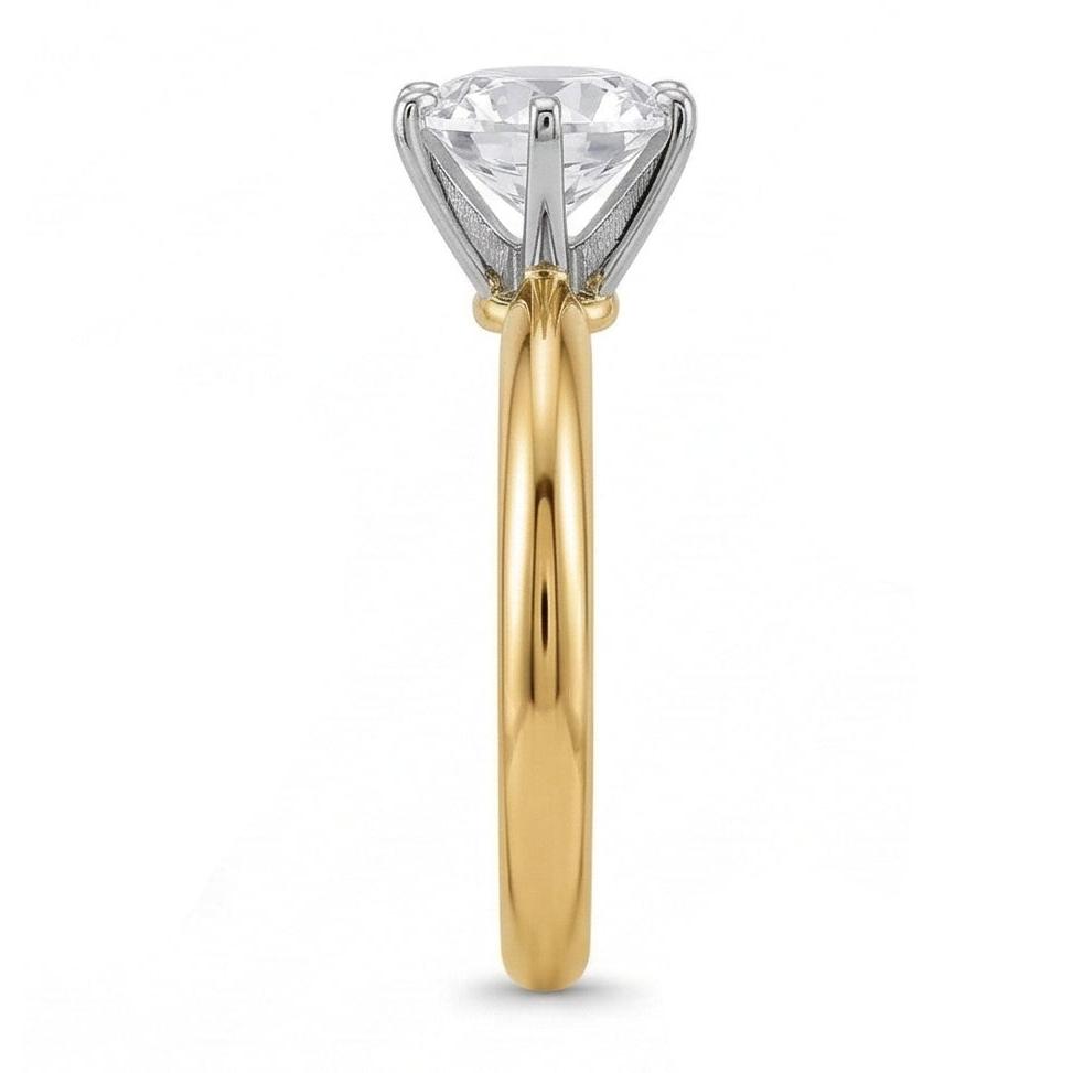 Round Natural Earth Mined DIAMOND ( NOT LAB GROWN ) 3.52 Ct. Solitaire Ring Two Tone Jewellery