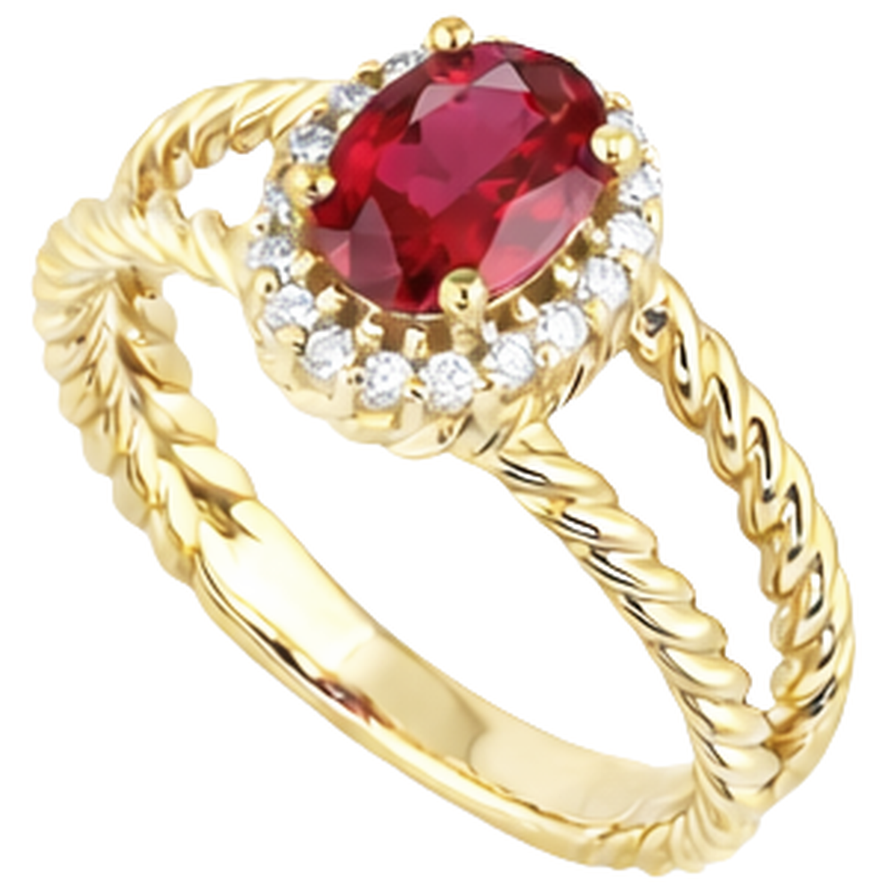natural round ruby 1.25ct ring close up detail