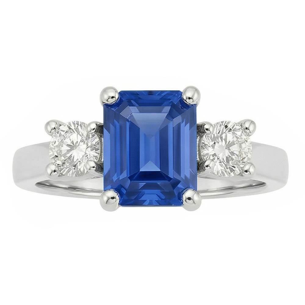 natural round sapphire 2.50ct ring front view