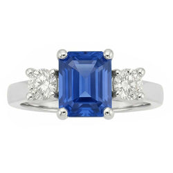 Natural Sapphire Ring 2.50ct - White Gold 14K