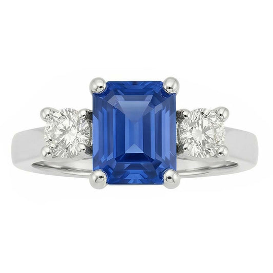 natural round sapphire 2.50ct ring front view