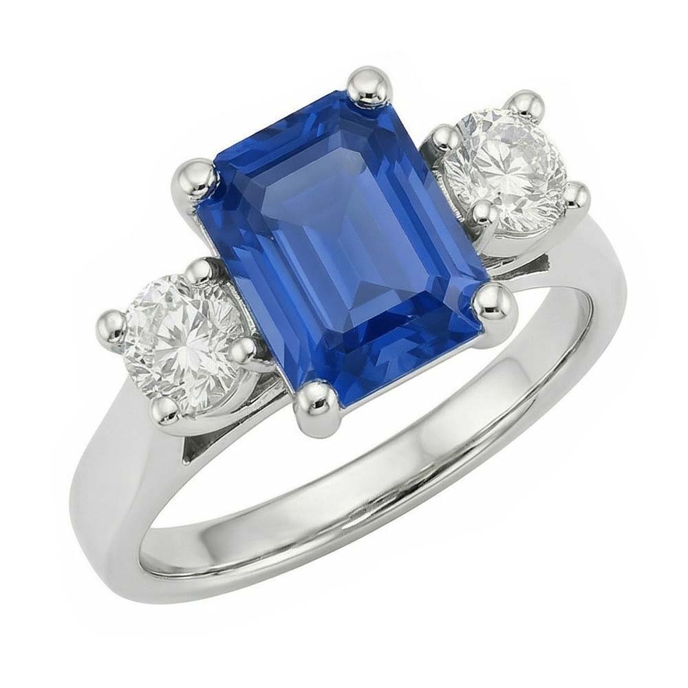 natural round sapphire 2.50ct ring top view