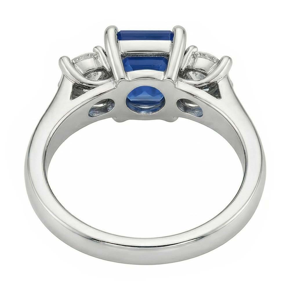 natural round sapphire 2.50ct ring profile view