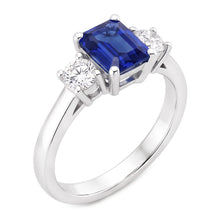 Round Natural Earth Mined Diamond 3 Stone Ring With Emerald Ceylon Sapphire 4.50 Carats