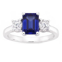 Round Natural Earth Mined Diamond 3 Stone Ring With Emerald Ceylon Sapphire 4.50 Carats
