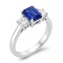 Round Natural Earth Mined Diamond 3 Stone Ring With Emerald Ceylon Sapphire 4.50 Carats