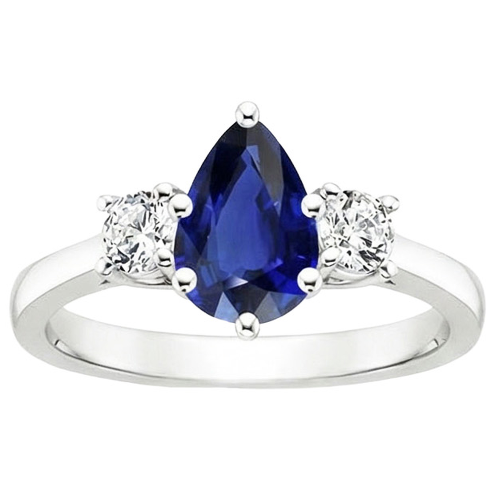 natural round sapphire 3ct ring top view