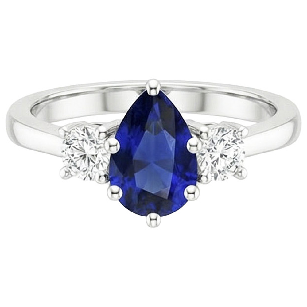 natural round sapphire 3ct ring profile view