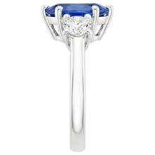 natural round sapphire 3ct ring on white background