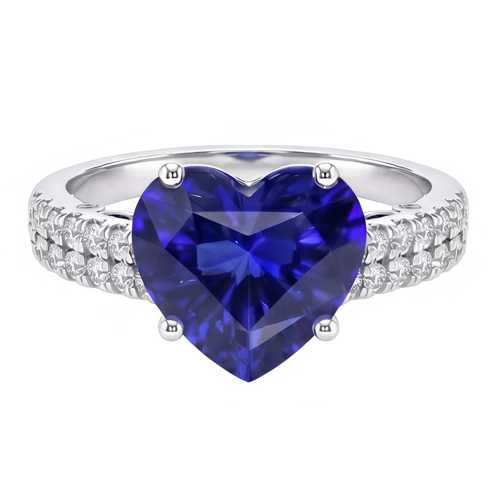 natural round sapphire 4.50ct ring front view