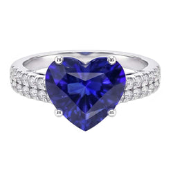 Natural Sapphire Ring 4.50ct - White Gold 14K