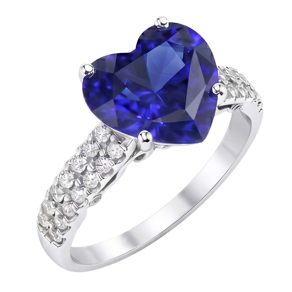 natural round sapphire 4.50ct ring side angle