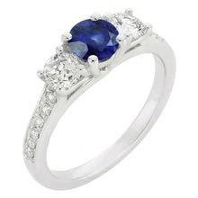 Round Natural Earth Mined Diamond Anniversary Blue Sapphire Ring 3 Carats Ladies Jewellery