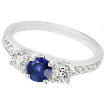 Round Natural Earth Mined Diamond Anniversary Blue Sapphire Ring 3 Carats Ladies Jewellery