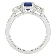 Round Natural Earth Mined Diamond Anniversary Blue Sapphire Ring 3 Carats Ladies Jewellery