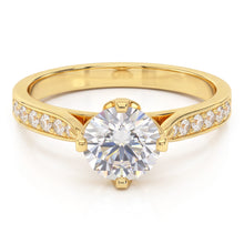 Round Natural Earth Mined Diamond Anniversary Ring 3.50 Carats Accented Yellow Gold 14K