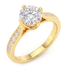 Round Natural Earth Mined Diamond Anniversary Ring 3.50 Carats Accented Yellow Gold 14K