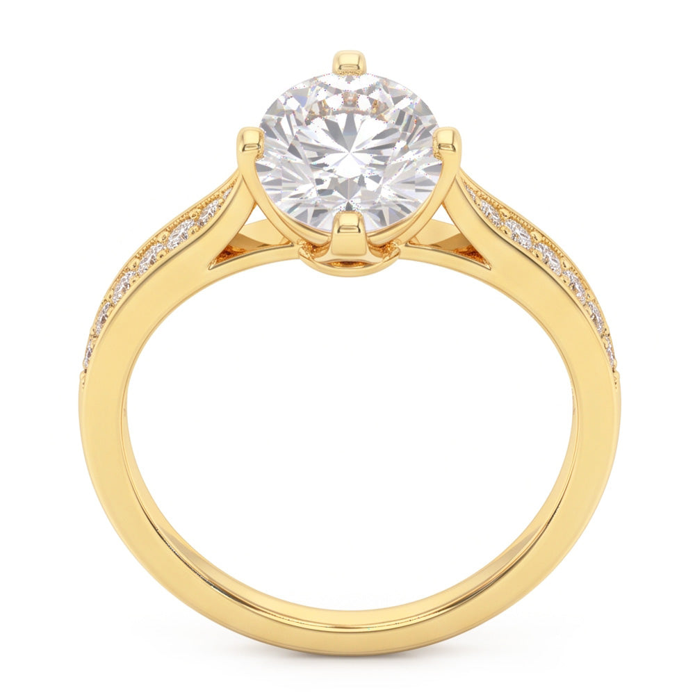 Round Natural Earth Mined Diamond Anniversary Ring 3.50 Carats Accented Yellow Gold 14K
