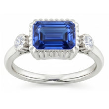Round Natural Earth Mined Diamond Bezel 3 Stone Anniversary Blue Sapphire Ring 2.25 Carats