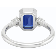Round Natural Earth Mined Diamond Bezel Set Blue Sapphire Ring 1.75 Carats Tapered Shank