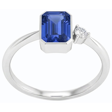 Round Natural Earth Mined Diamond Bezel Set Blue Sapphire Ring 1.75 Carats Tapered Shank
