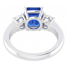 Round Natural Earth Mined Diamond Blue Sapphire Anniversary Ring 2.50 Carats Women 3 Stone