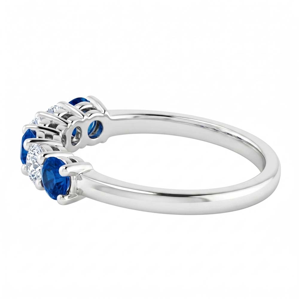 Round Natural Earth Mined Diamond Blue Sapphire Stone Ring 2 Carats White Gold 14K