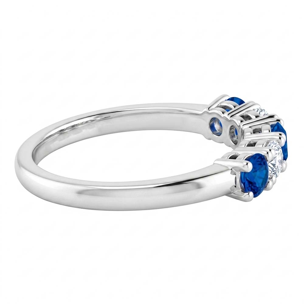 Round Natural Earth Mined Diamond Blue Sapphire Stone Ring 2 Carats White Gold 14K