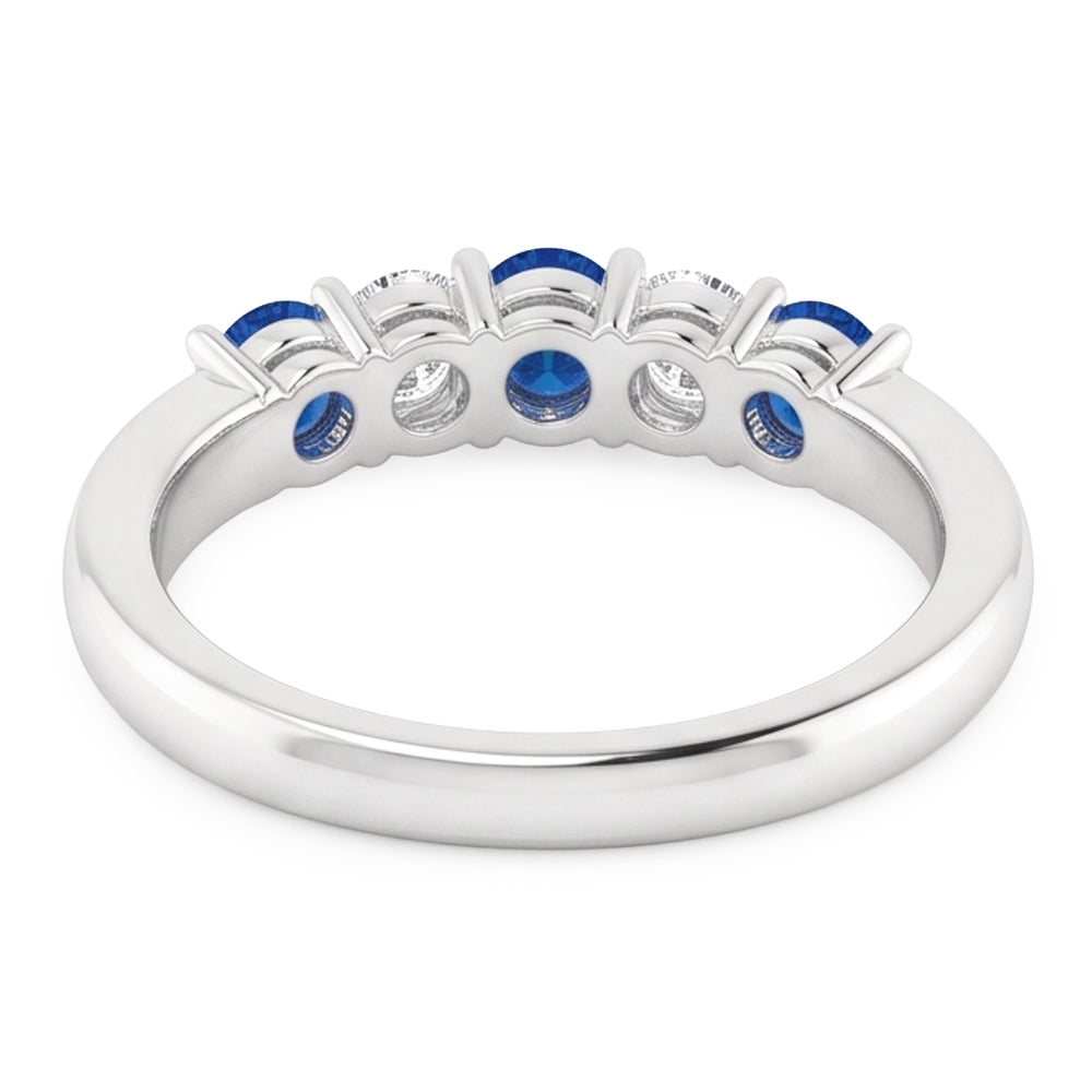 Round Natural Earth Mined Diamond Blue Sapphire Stone Ring 2 Carats White Gold 14K