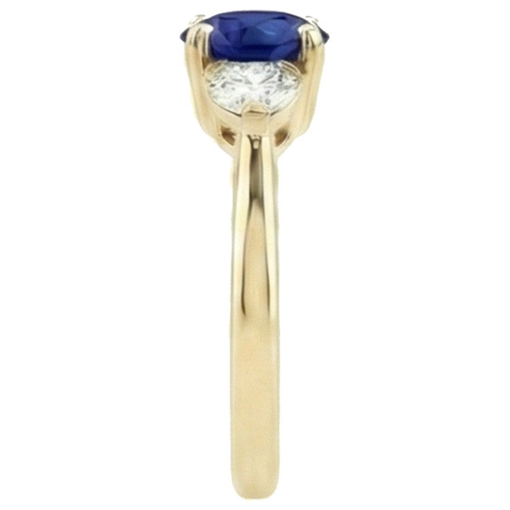 natural round sapphire 2ct ring profile view
