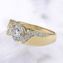 Round Natural Earth Mined Diamond Engagement Ring 1.80 Carats Yellow Gold Jewellery New